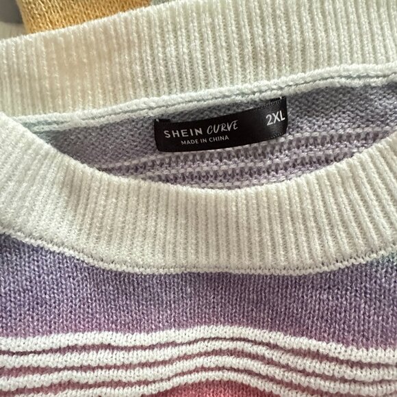 SHEIN Curve Plus EZ Wear Striped Pattern Ombre Drop Shoulder Sweater Size 2x - Picture 7 of 7